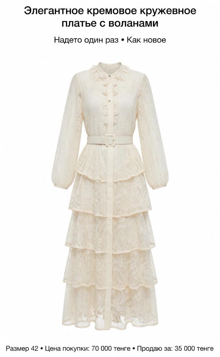 Кружевное платье с воланами