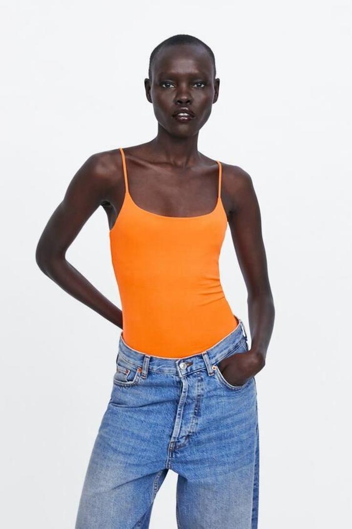 Neon orange top Zara