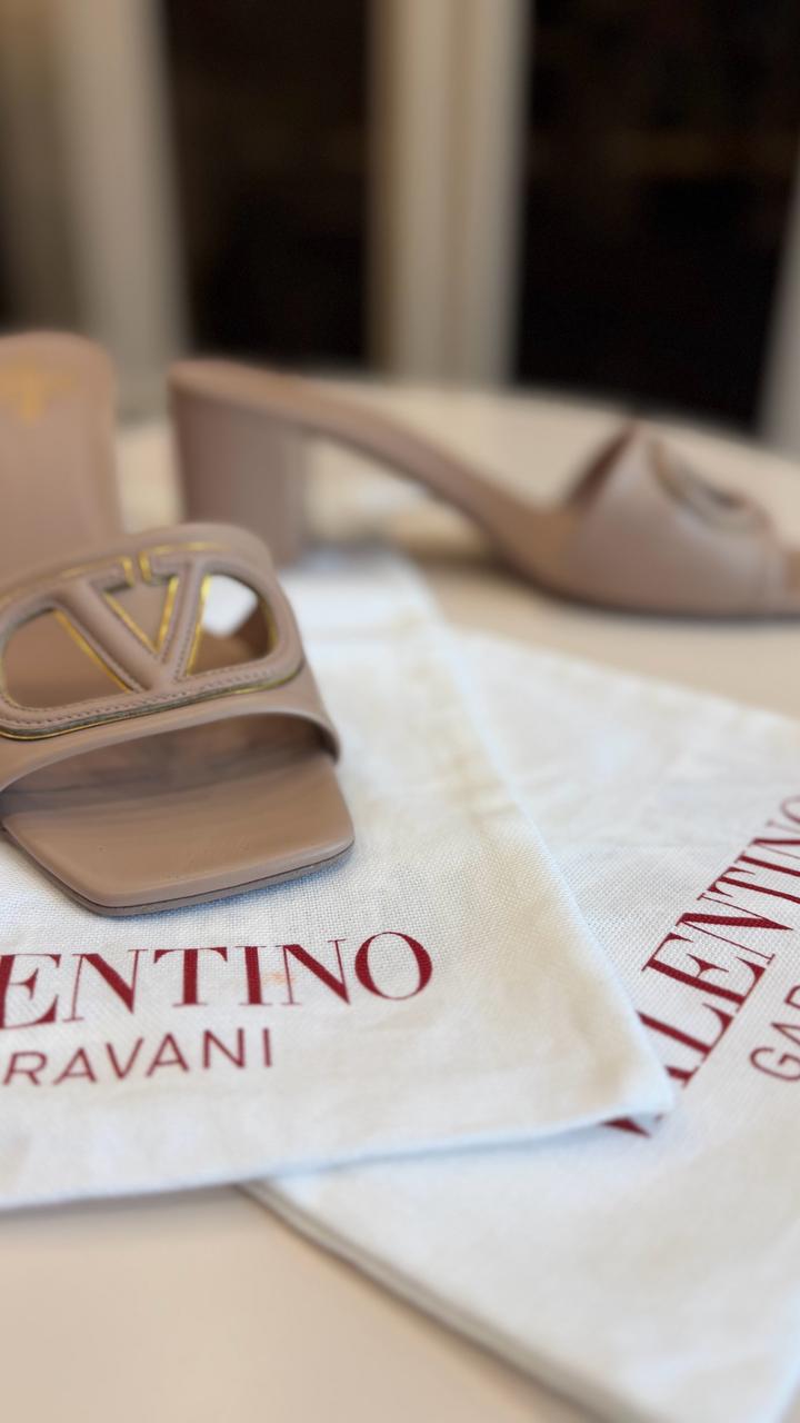 VLogo Signature Leather Slide Sandal 60Mm