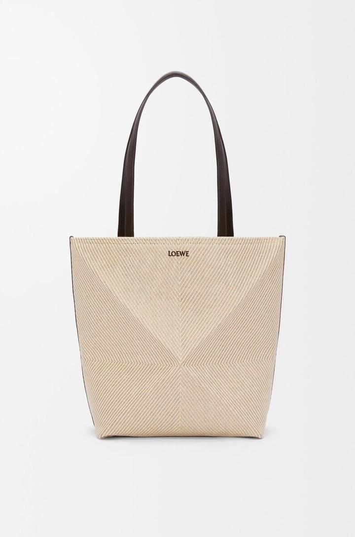 LOEWE Puzzle Fold Tote Beige Jacquard Canvas