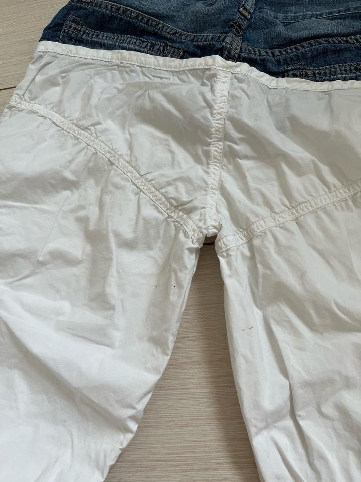 Denim parachute bootcut pants