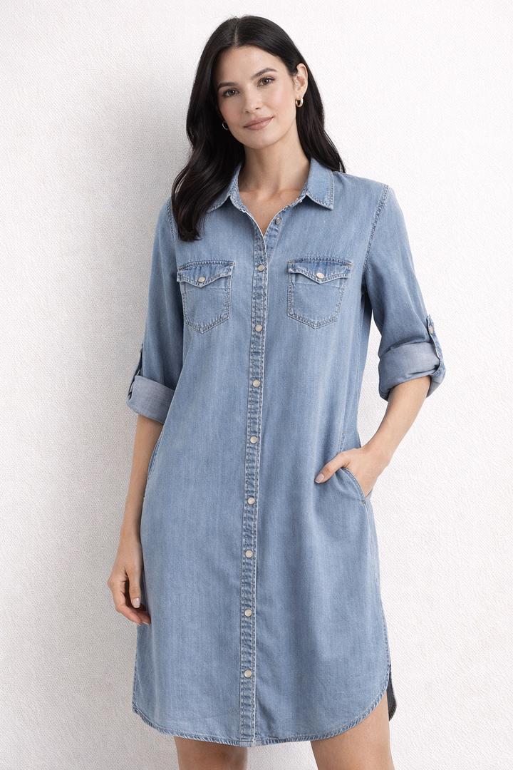 Джинсовое платье-рубашка — универсальная база
