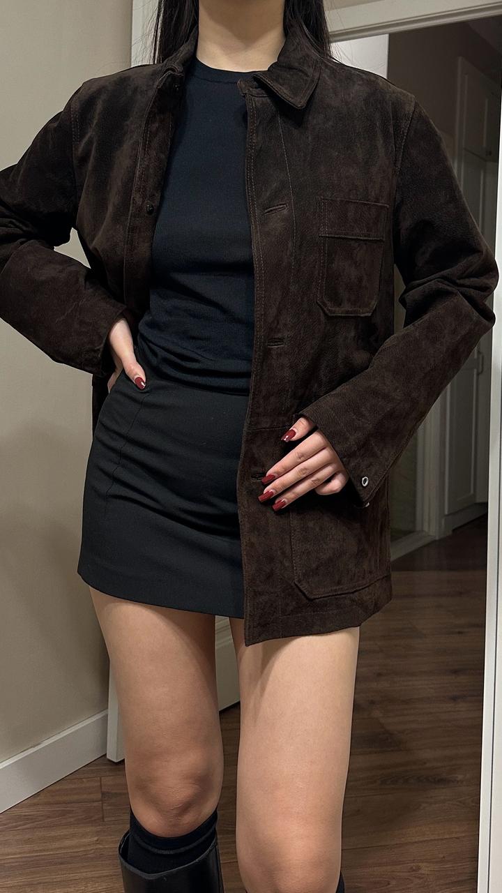 Пиджак zara натуральная замша