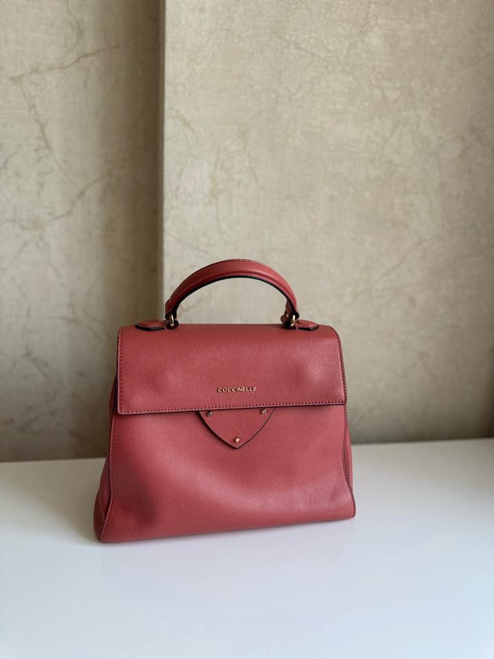 Сумка COCCINELLE оригинал в сафьяновой коже, терракотовый цвет