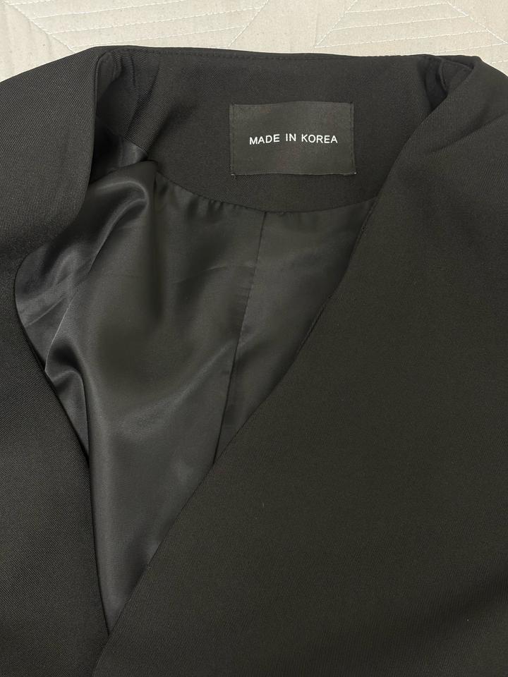 Черный пиджак без воротника 44 (M) Oversize