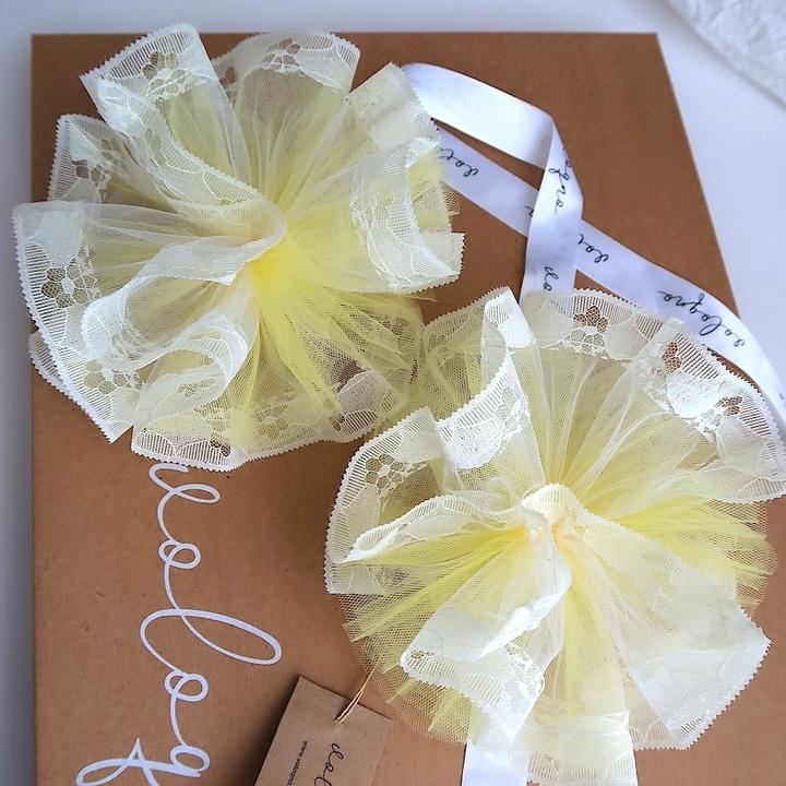 Банты на резинке, 2 шт, 17 см, желтый