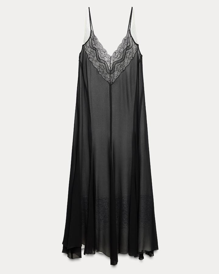 Платье двухслойное с кружевом Zara