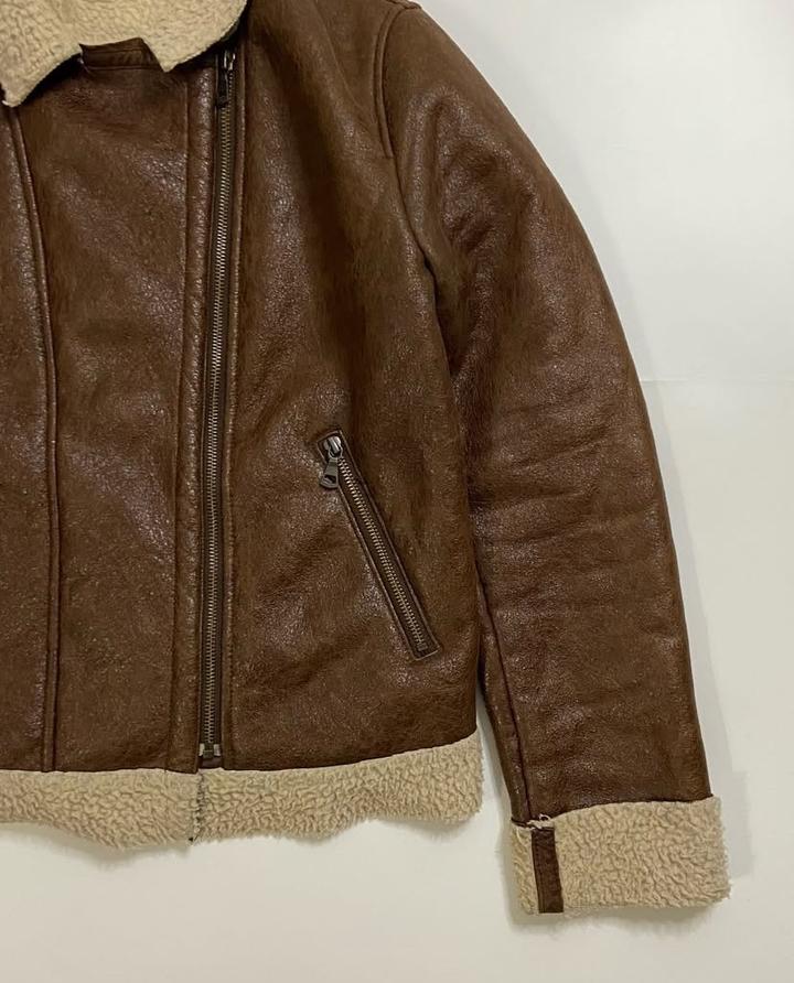 Vintage leather Uniqlo Sherpa pink rock jacket
