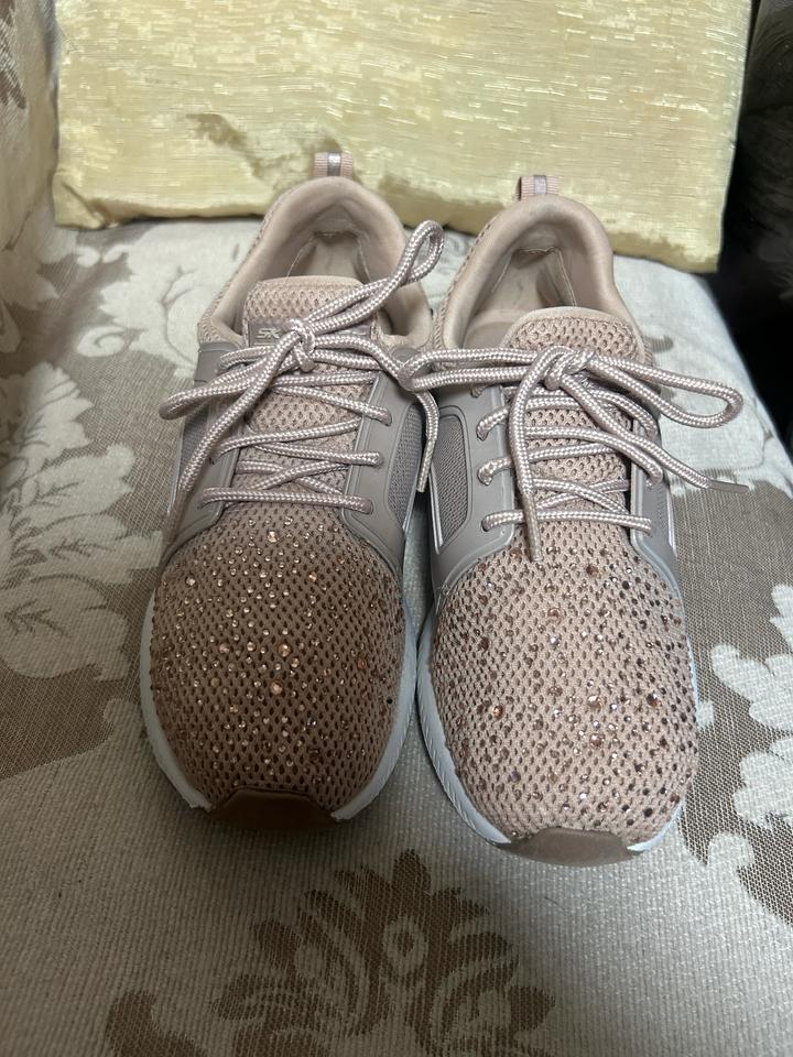 Оригинальные кроссовки Skechers BOBS со стразами (Rose Gold)