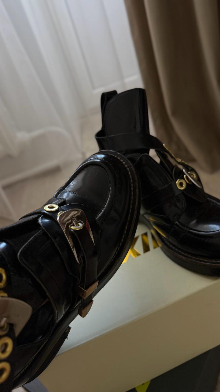 Черные ботинки balenciaga кожа натуральная