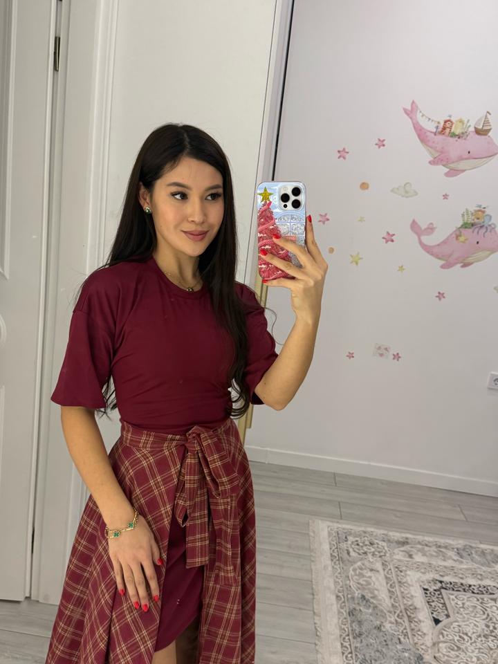 Платье с баской (Бордо! )Новый! Размер стандарт