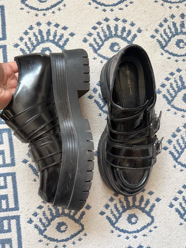 Bershka black Chunky Buckle Platform