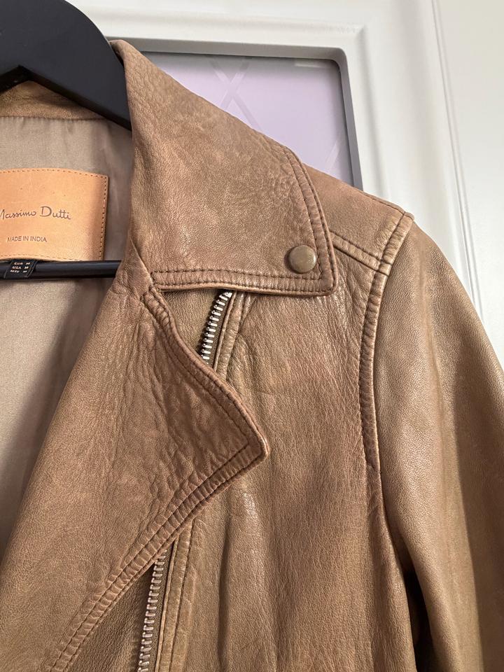 Кожаная куртка Massimo Dutti, хаки