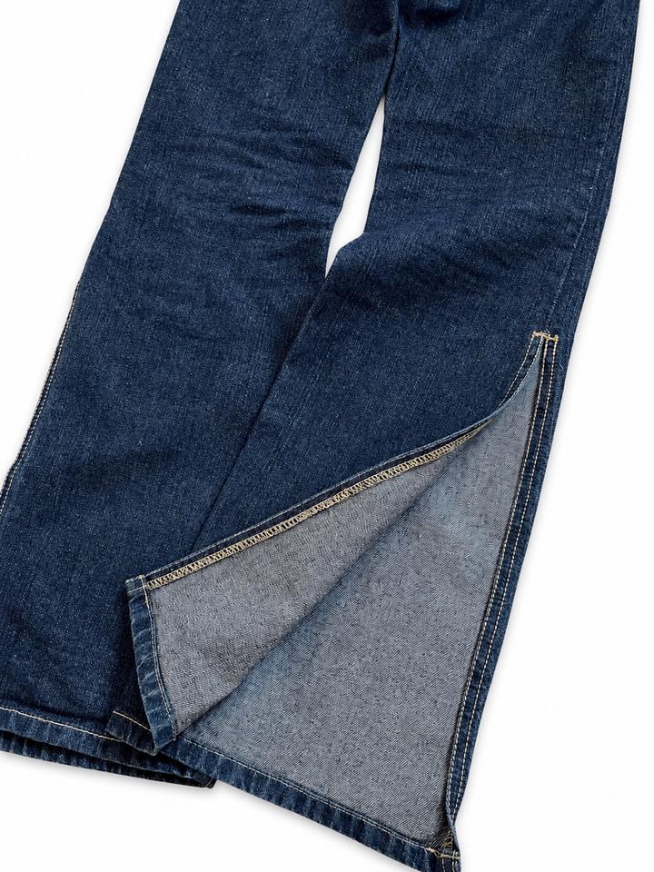 Dark Wash Side-Slit Flared Jeans