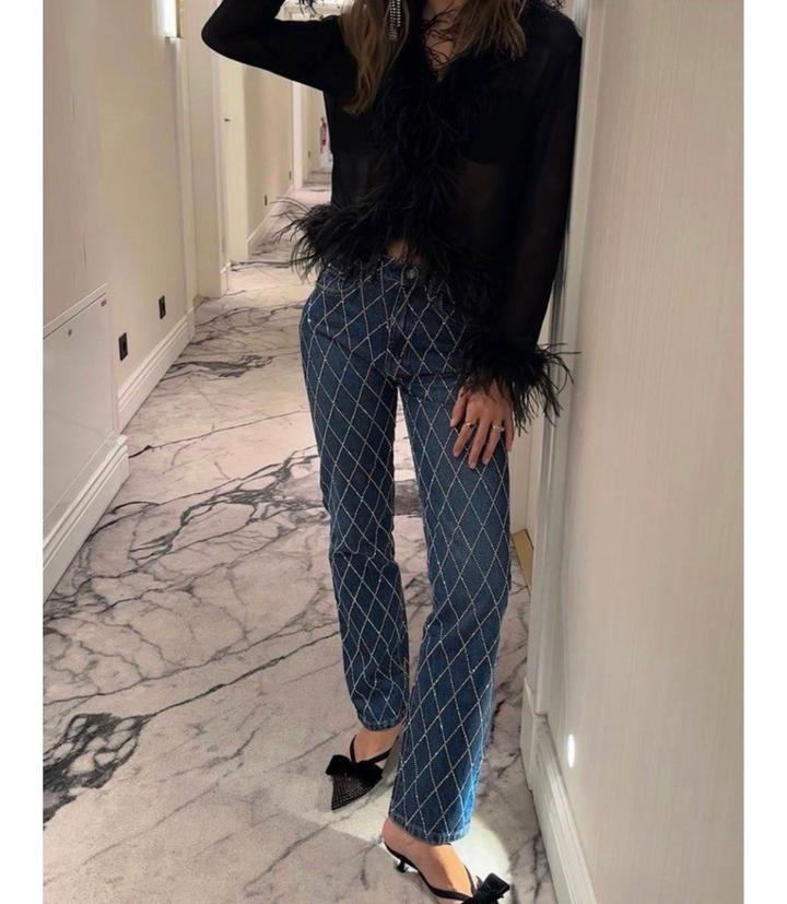 Джинсы со стразами Zara 36