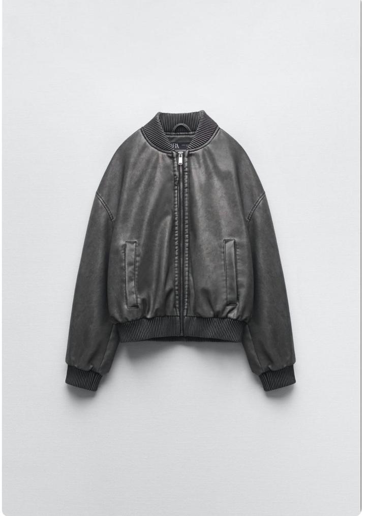 Кожанная куртка бомбер Zara