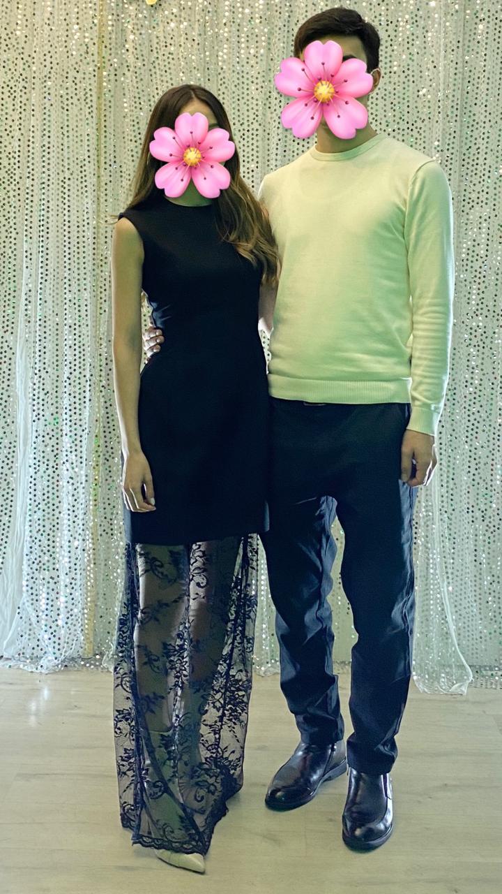 Черное вечернее платье с юбкой из гипюра