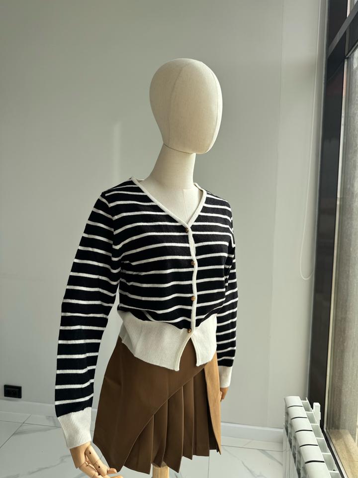 Кардиган, черный в белую полоску