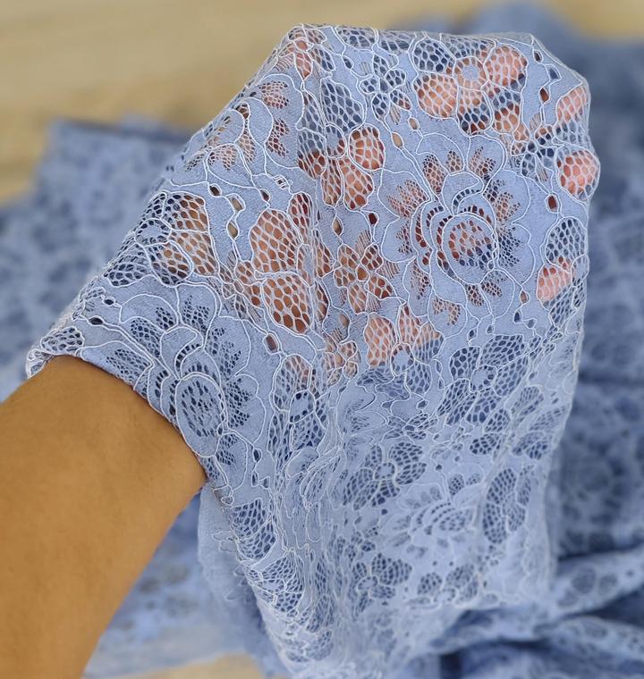 Ткань кружево голубое