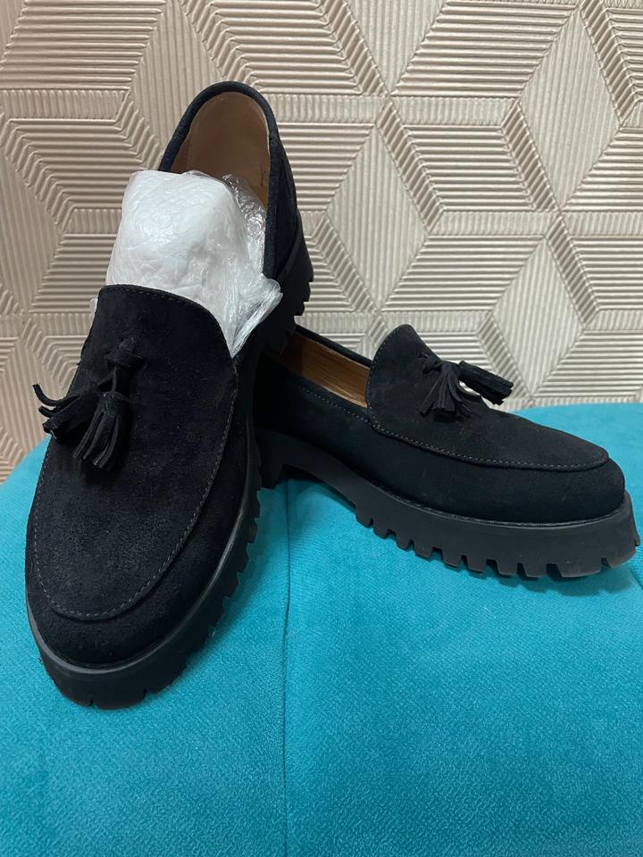 Лоферы, натуральная замша