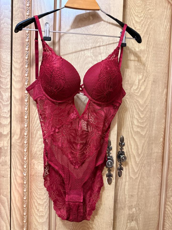 Боди кружевное бордовое Push-Up Passions 75B S/M