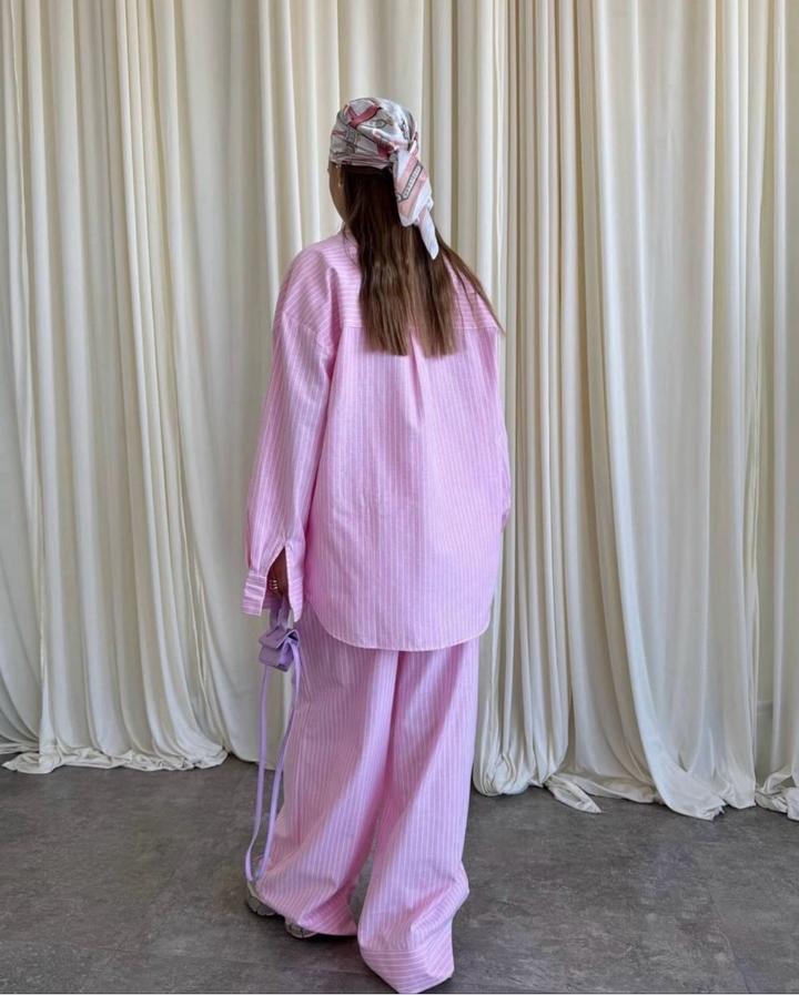 Пижамный костюм розовый и голубой