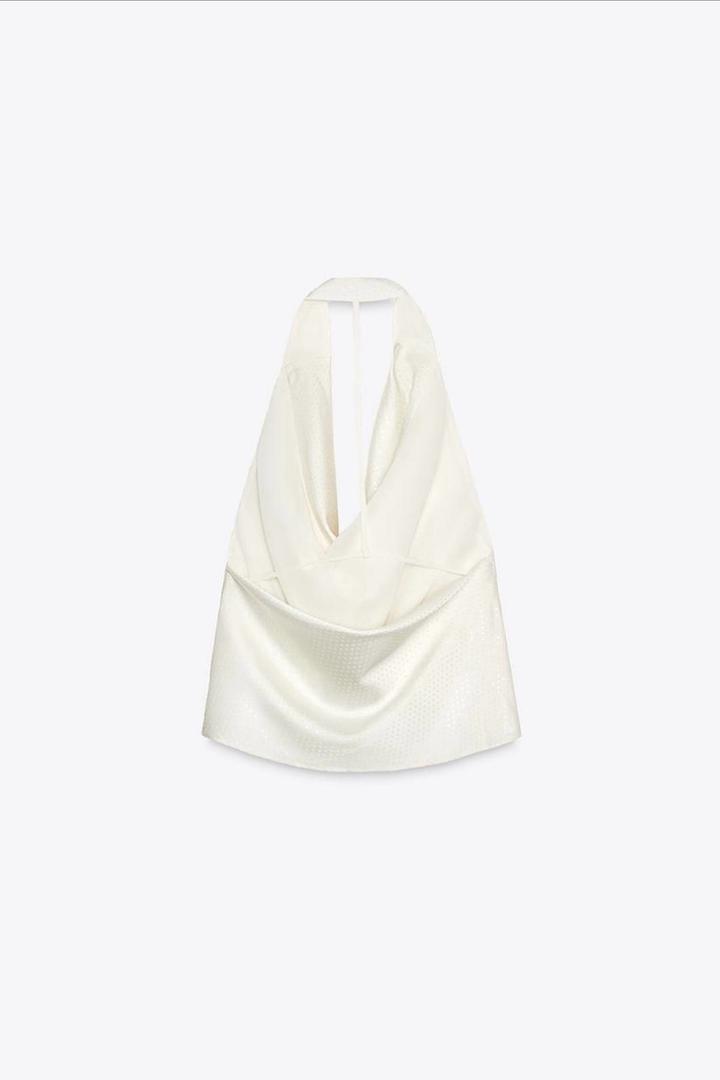 ZARA Блестящий топ с горловиной Халтер.