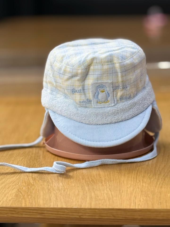 Теплая кепка для мальчика с козырьком и завязками на весну и осень