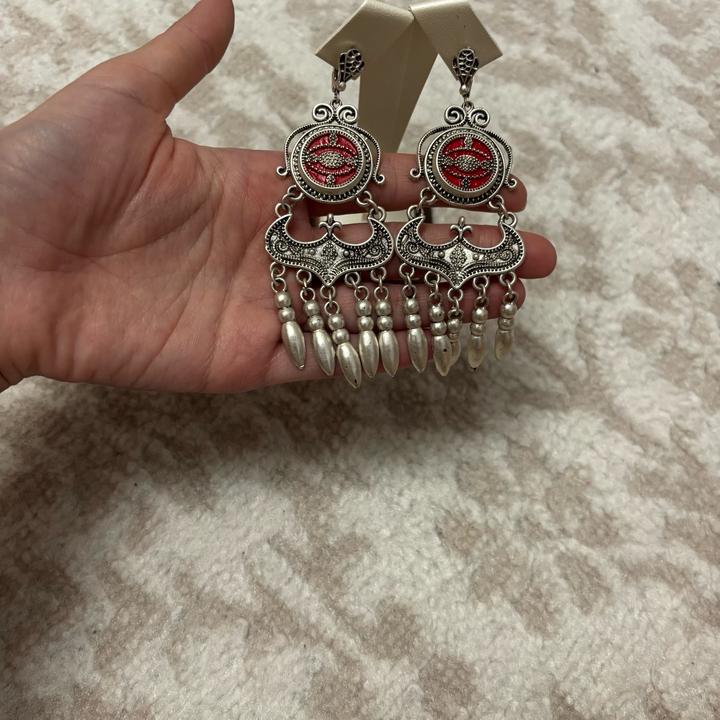 Национальный серьги из серебра проба 925