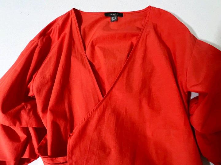 Блуза M 46 размер блузка коралловая рубашка рукав 3/4