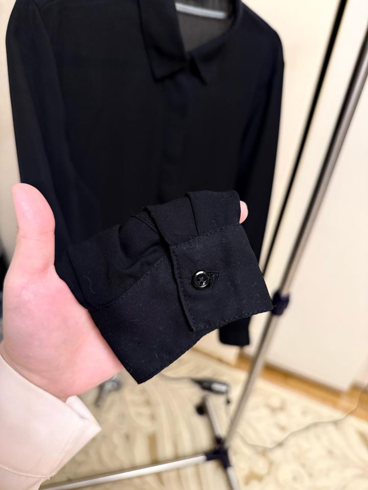 Черная шифоновая рубашка