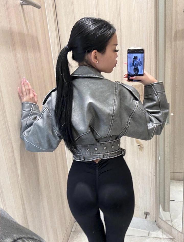 Кожаная куртка косуха серая