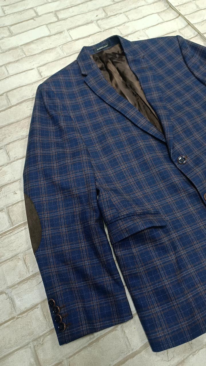 Мужской пиджак повседневный синий в клетку
