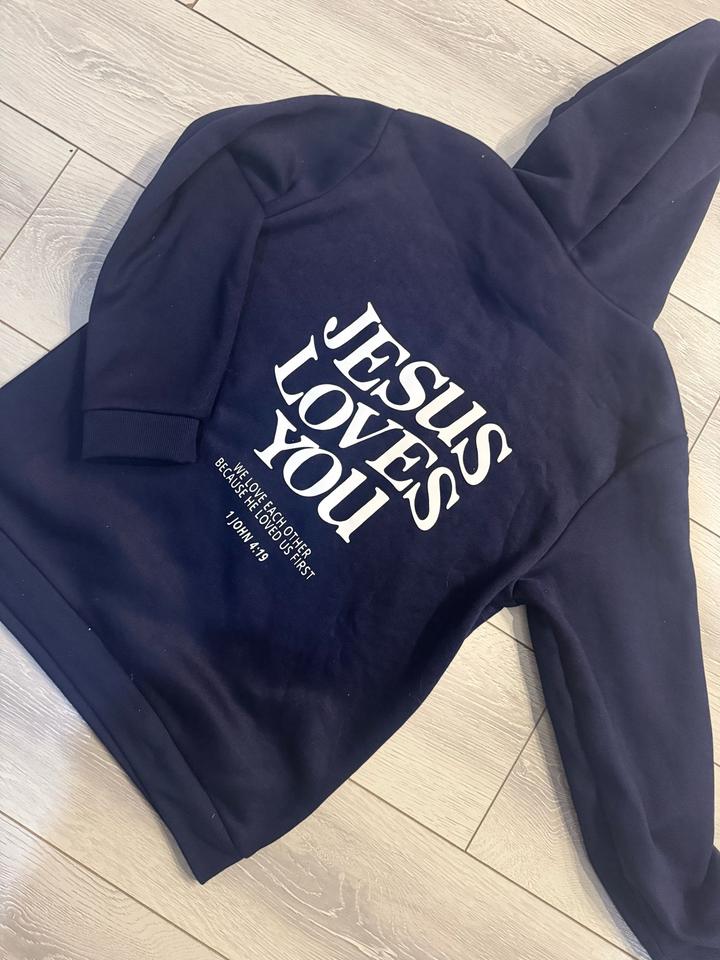 Темно синий oversize худи