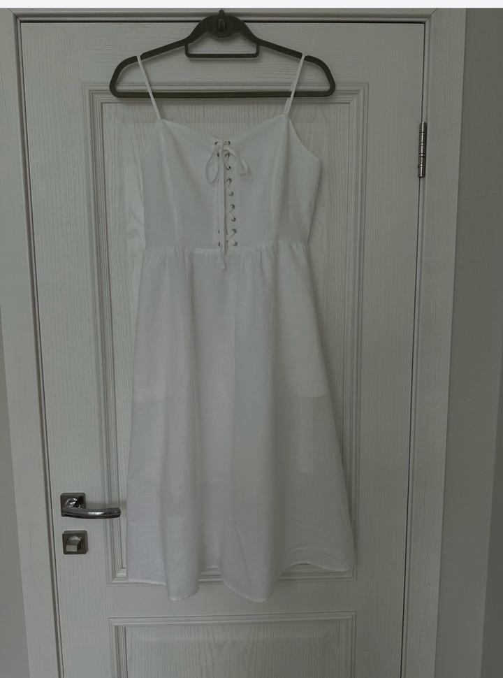 Сарафан хлопоковый белый на бретелях