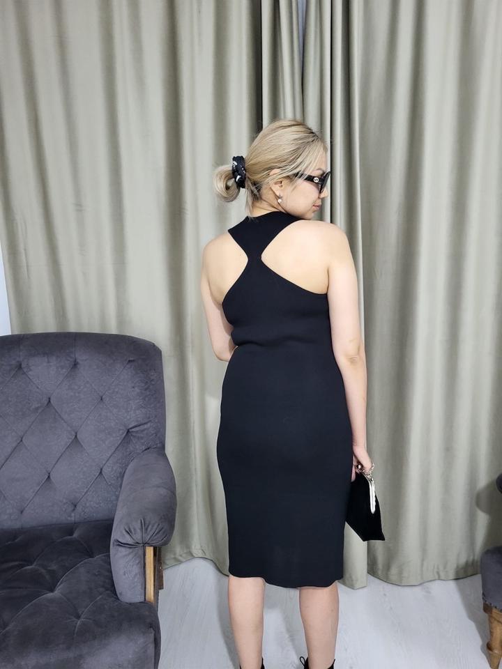 Платье трикотаж вечернее черное