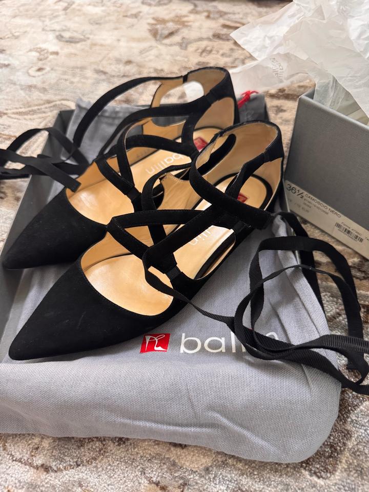 Черные замшевые балетки Ballin