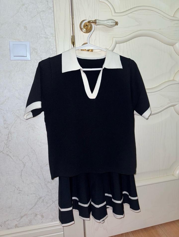Двойка -поло и юбка на резинке , трикотаж