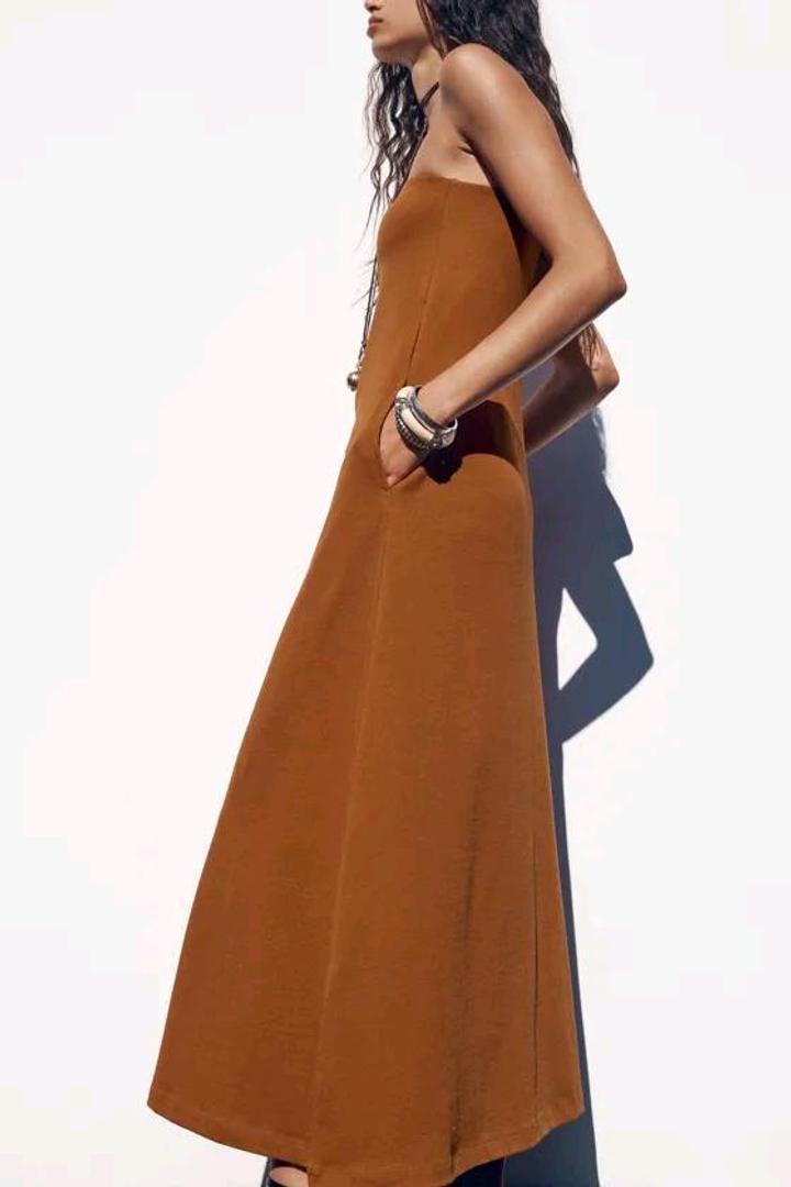 Платье из плотного хлопка без бретелей Zara новое