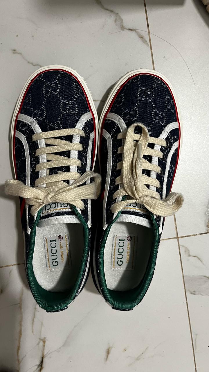 Темно синие кеды gucci tennis 1977