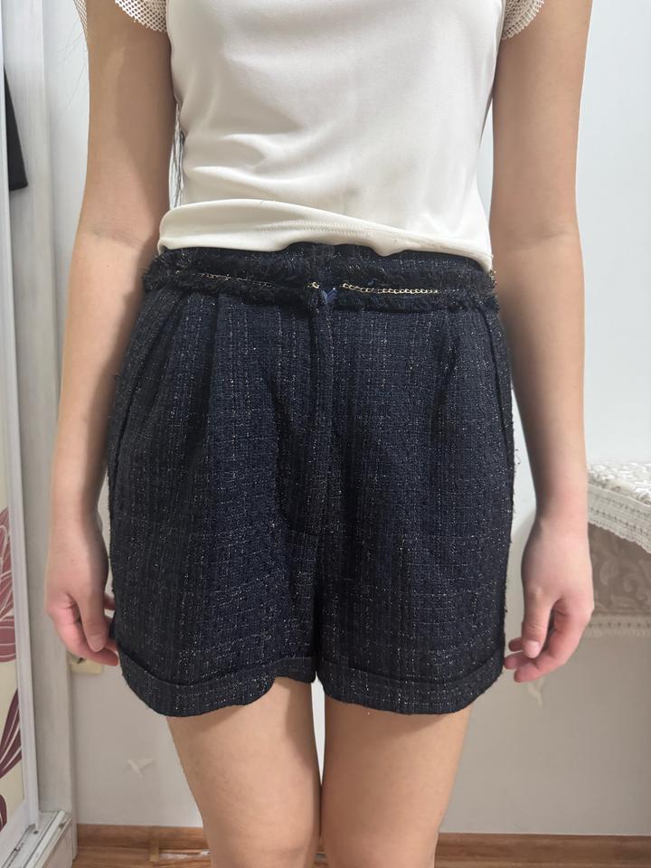 темно синий твидовый шорты