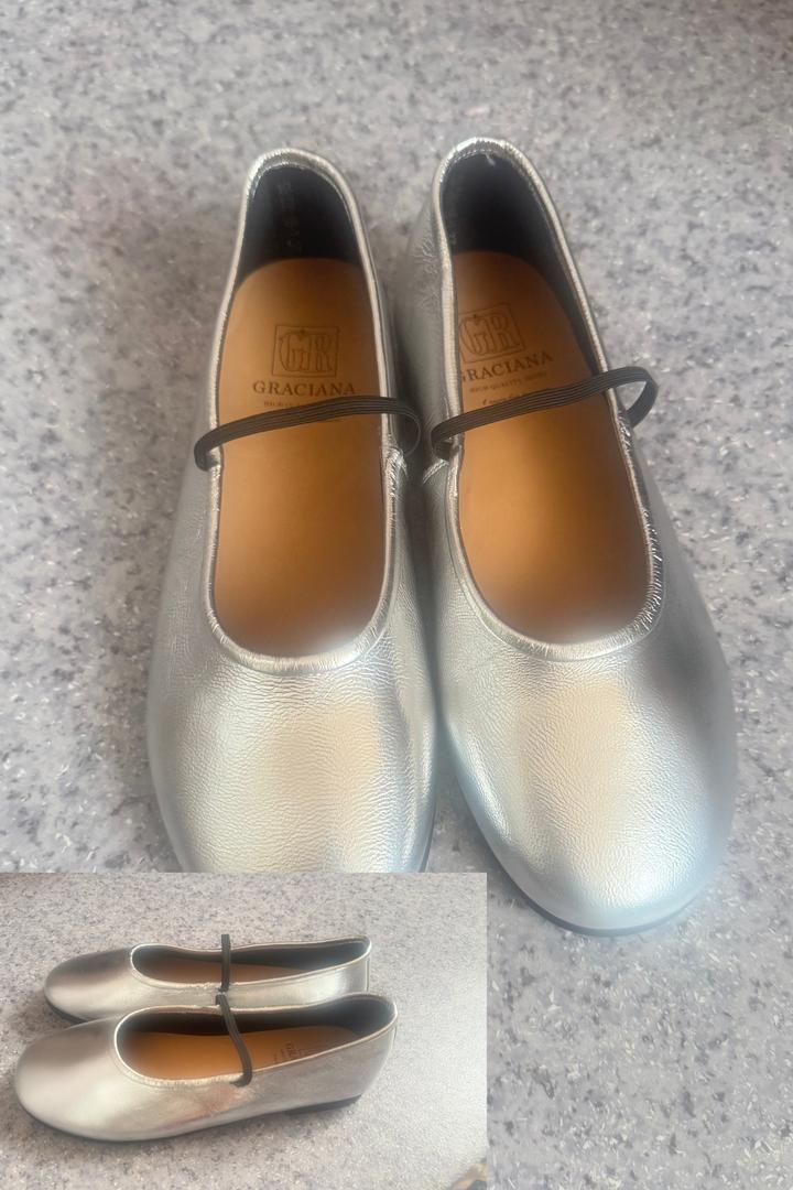 Серебристый балетка