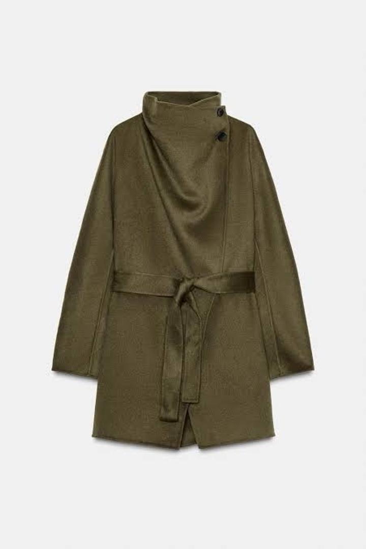 ZARA ПАЛЬТО С ВЫСОКИМ ВОРОТНИКОМ ИЗ СМЕСОВОЙ ШЕРСТИ — ZW COLLECTION