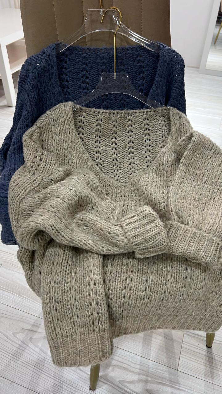 Пуловер ажурный