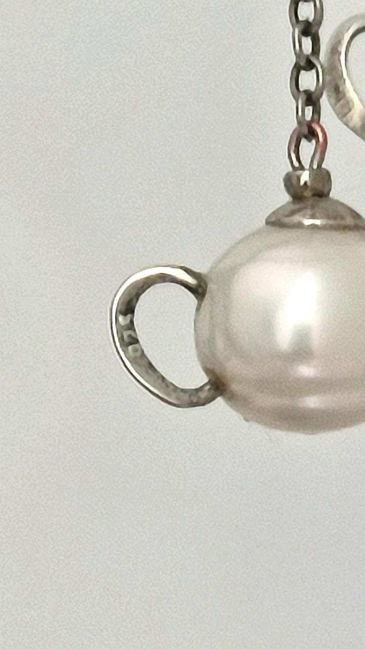 Серьги чайники серебро жемчуг