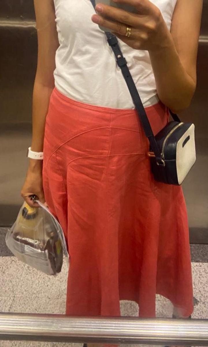 Юбка розовая из льна