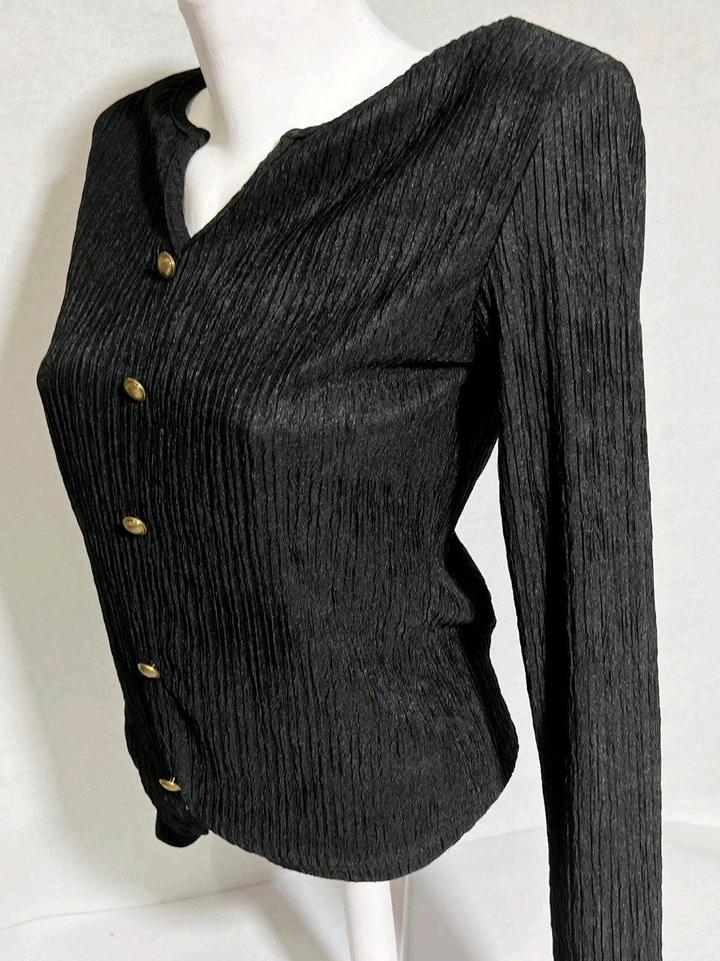 Новый черный топ блузка S р 42-44 с блеском офисный casual textured рубашка