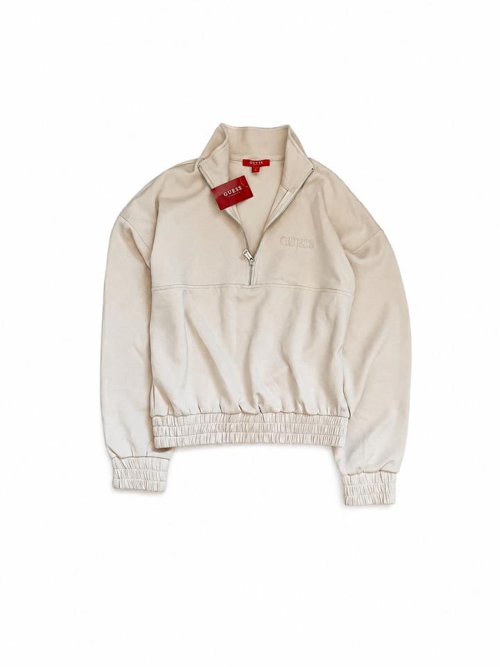 GUESS Cream Half-Zip Sweatshirt
