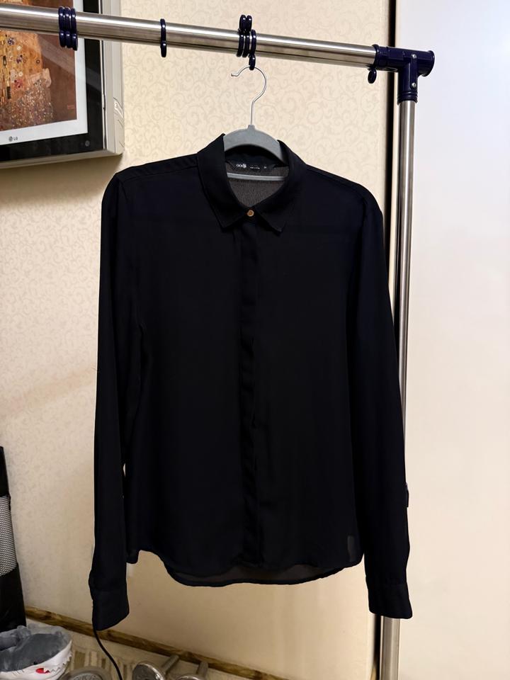 Черная шифоновая рубашка