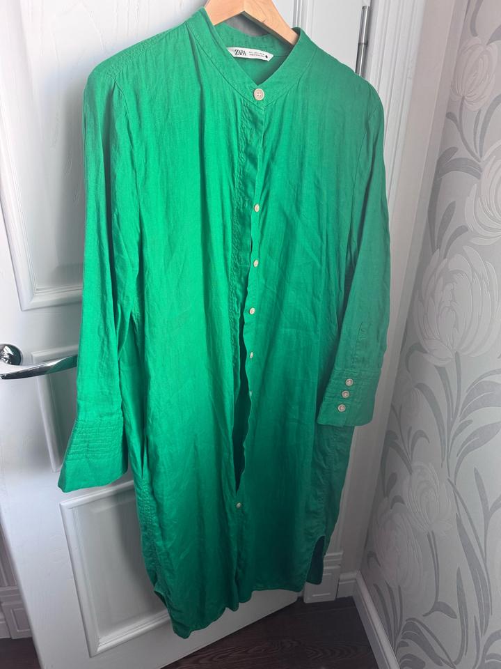 Льняное платье-рубашка Zara